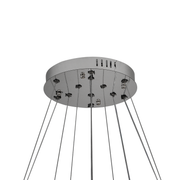 LED -csillár, távirányítóval és Crystal Mia Latifah 70W -vel felfüggesztve, 2 kör, hideg/forró/semleges fény, instabil, fényes króm, állítható magasság