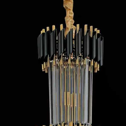 Kristály csillár CC900/600X1800, 26xE14, átmérő 60 cm, magasság 1800 cm, fényes arany és fekete, állítható magasság, elegáns kivitel