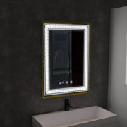 Mirror LED Touch Bruno osztály helyettese, óra és hőmérséklet 60x80 cm Ezüstcsiszolt keret