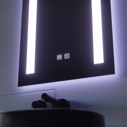 Négyszögletű LED tükör, 50x70cm, C206S/50X70 Touch, Páramentesítő rendszer, Tompítható