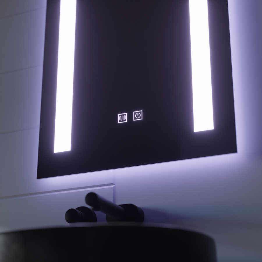 Négyszögletű LED tükör, 50x70cm, C206S/50X70 Touch, Páramentesítő rendszer, Tompítható