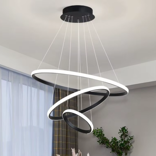 LED -csillár tiszta távirányítóval, 45W, 3 kör, hideg/forró/semleges fény, instabil, fekete