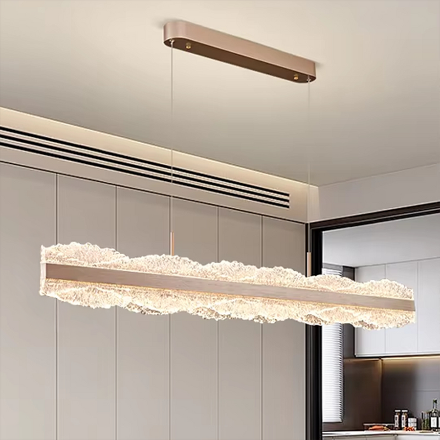 Függesztett LED-es csillár távirányítóval NIVALIS 56W, Hossz 120cm, Hideg/Meleg/Semleges fény, Szabályozható, Állítható magasságú, Arany