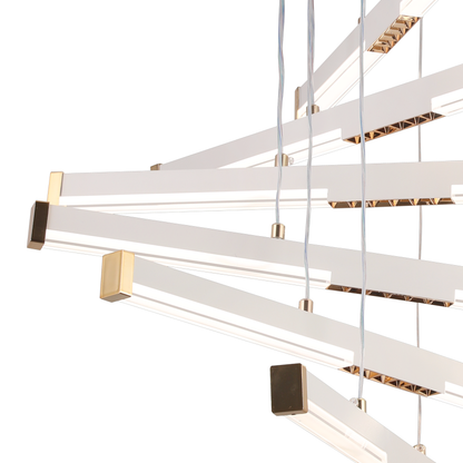 Függesztett akril LED csillár LT183/5WH, 69W, fény 3000/4000/6000K, fehér, állítható magasságú