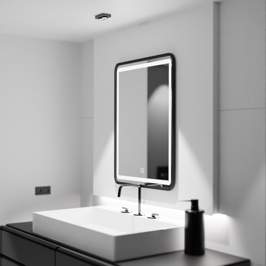 Téglalap alakú LED -tükör, 60x80 cm, árnyék alaptés