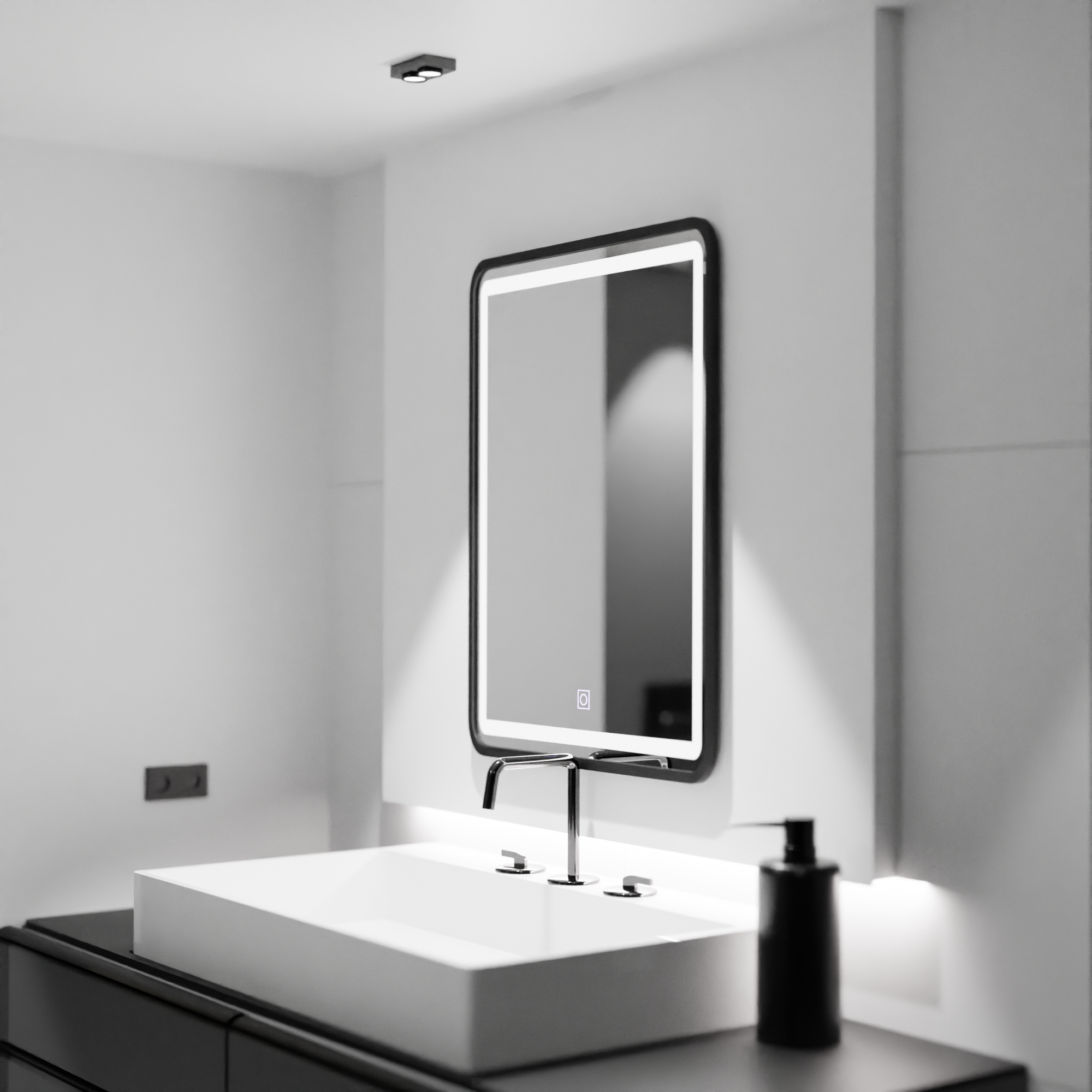 Tükör LED téglalap alakú 60x80cm OMBE BASIC Touch