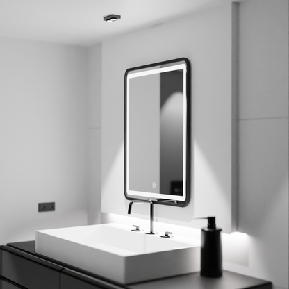 Téglalap alakú LED -tükör, 60x80 cm, árnyék alaptés