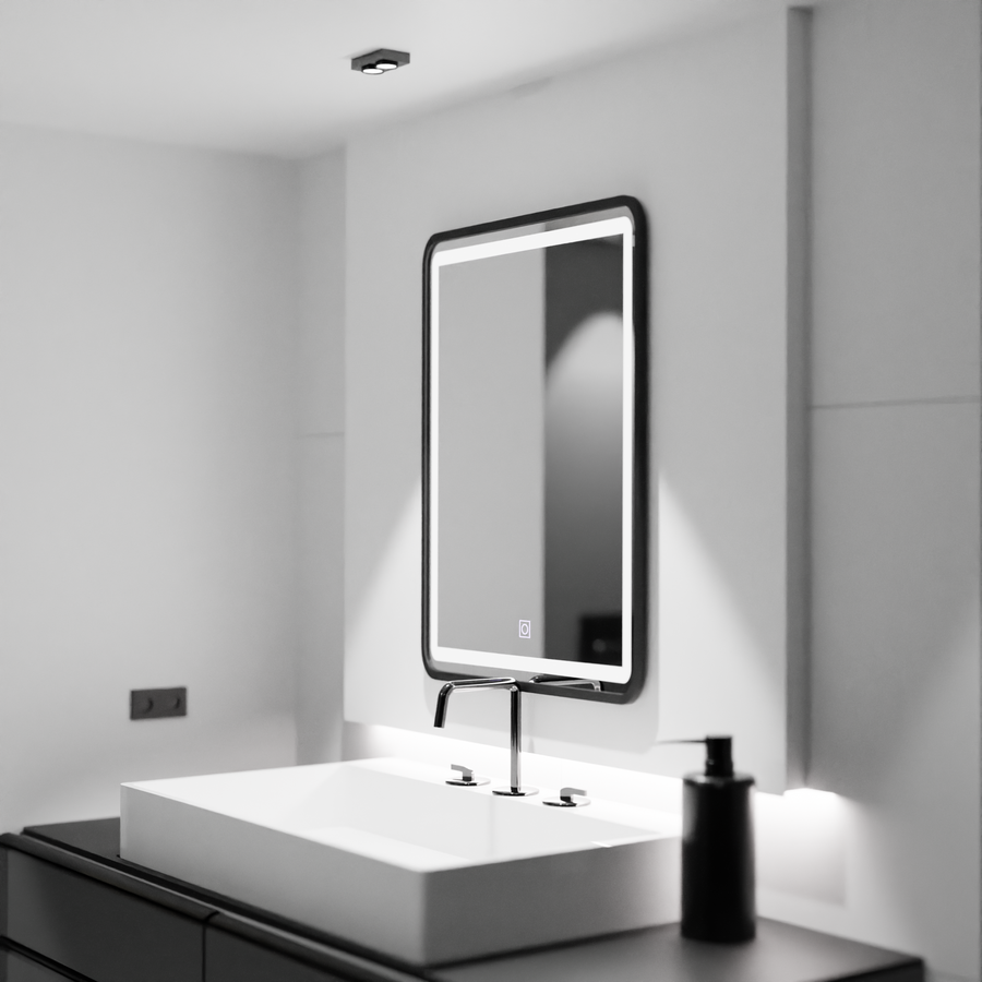 Téglalap alakú LED -tükör, 60x80 cm, árnyék alaptés