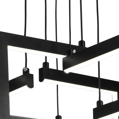 Lustra LED cu telecomanda ,Suspendata 98W, 4 Elemente, lumina Rece/Calda/Neutra, Dimabila, Inaltime Reglabila, Negru