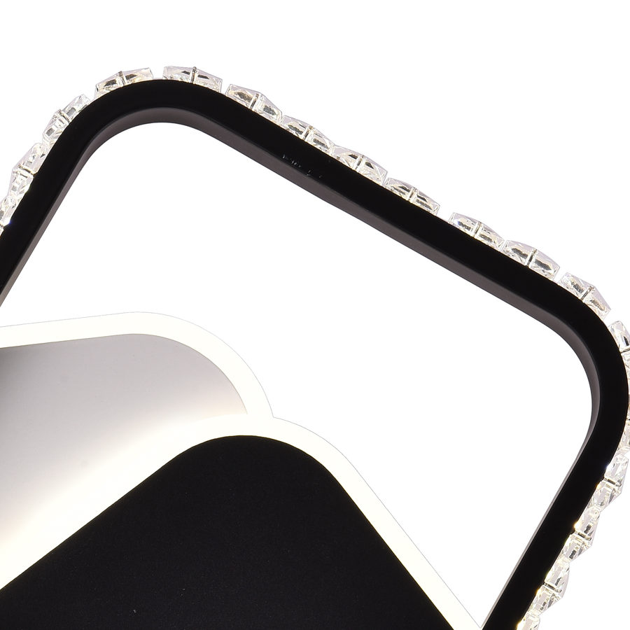 LED -csillár Prismiq 34W Crystal, 3 négyzet, hideg/forró/semleges fény, fekete
