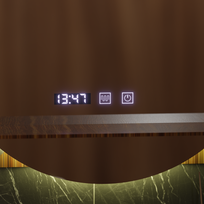 LED Touch Alfred Mirror -behatolási rendszer, óra és hőmérséklet 60x60 cm integrált támogatással
