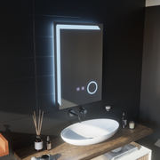 Mirror LED Touch Manfred szennyeződés rendszer, óra és hőmérséklet 60x80 cm kozmetikai nagyítás