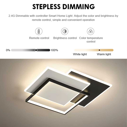 LED csillár távirányítóval CHIARA 98W, 3 négyzet, hideg/meleg/semleges fény, szabályozható, fekete