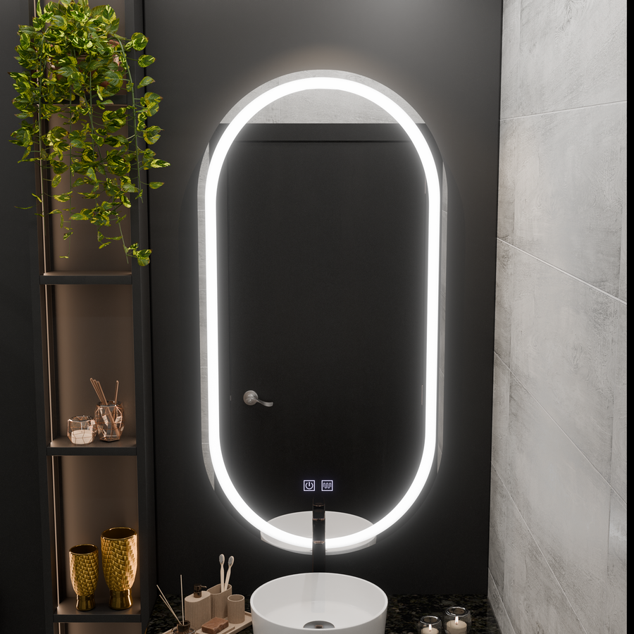 Ovális LED -tükör, 50x100cm, Velara Touch, Szabadságrendszer, Dimable
