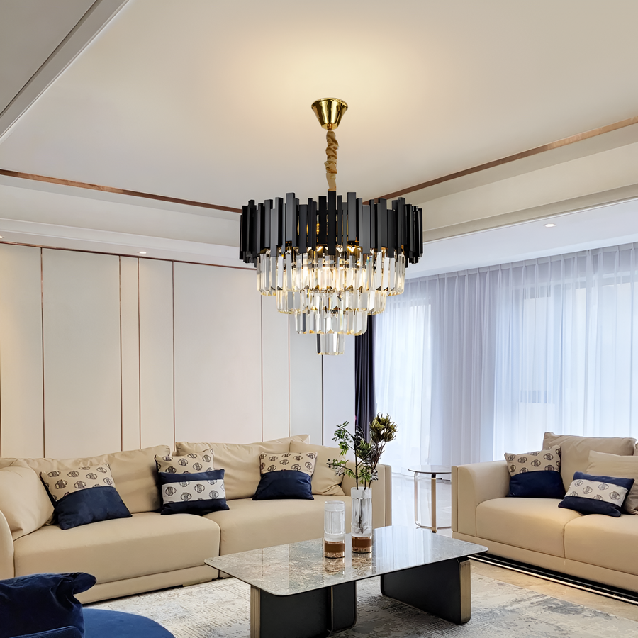 Crystal Chandelier Blois Noble 4XE14, 40 cm átmérőjű, fekete, állítható magasság