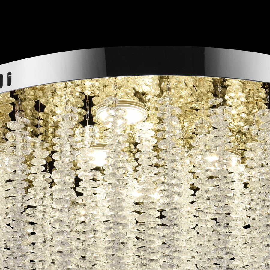 Crystal LED csillár LLC215/400WH kerek, 22W, hideg/meleg/semleges fény, kristály, arany