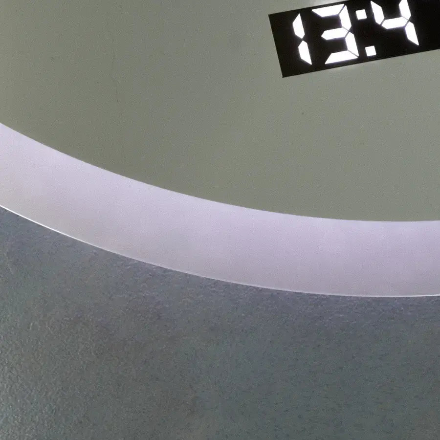 Kerek LED -tükör, 70 cm, Elysee MotionGlow Marcello, leolvasztási rendszer, óra és hőmérő, dimálható
