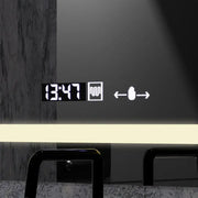 Téglalap alakú LED -tükör, 80x60 cm, definíciós mozgásgátló marcello, letiltási rendszer, óra és hőmérő, kozmetikai nagyító