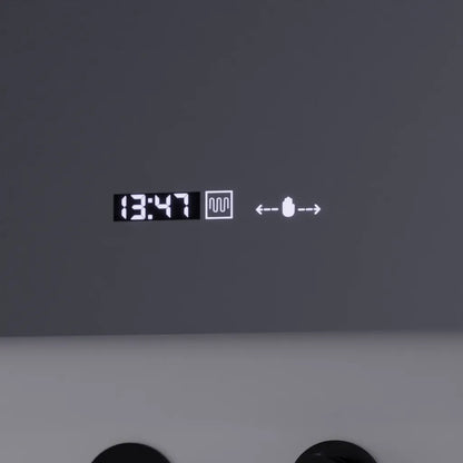 Téglalap alakú LED -tükör, 80x60 cm, precíziós mozgásgátló marcello, letiltási rendszer, óra és hőmérő, kozmetikai nagyító
