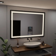 Téglalap alakú LED -tükör, 100x65 cm, Verite Majeste Noir Motion Glow Marcello, behatolási rendszer, óra és hőmérő, dimálható