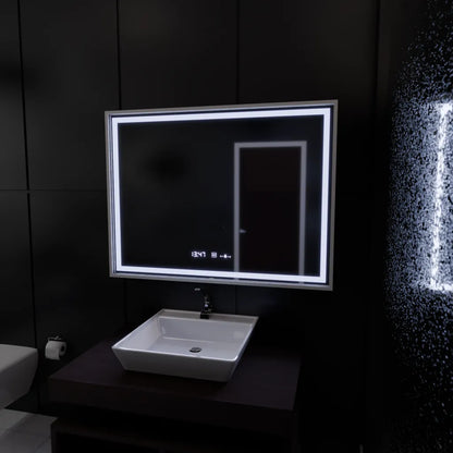 Tükör LED téglalap alakú 120x80cm verite birodalmi ezüst mozgás ragyogása Marcello óraszíni rendszer és dimálható hőmérő