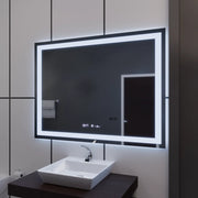 Téglalap alakú LED -tükör, 100x75 cm, Verite MotionGlow Marcello, Szabályozási Rendszer, óra és hőmérő, dimálható