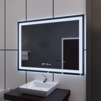 Téglalap alakú LED -tükör, 100x75 cm, Verite MotionGlow Marcello, Szabályozási Rendszer, óra és hőmérő, dimálható
