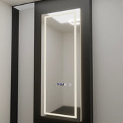 Téglalap alakú LED -tükör, 60x150 cm, Alessia érzékelő radar Marcello, Leírásító rendszer, óra és hőmérő, dimálható, öltözködés couture