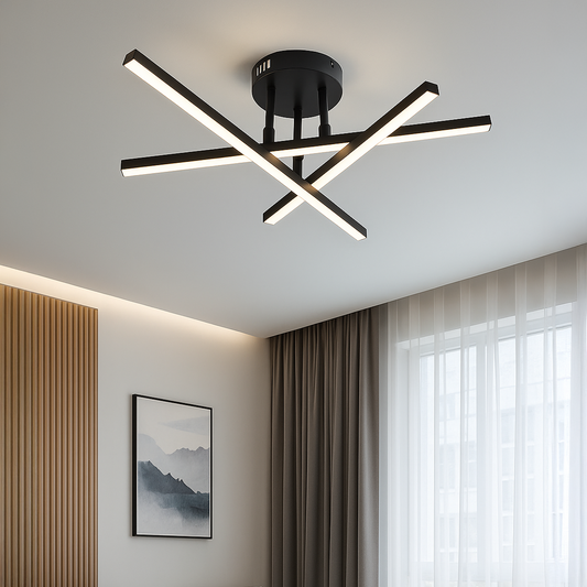 LED -csillár 40W távirányítóval, 3 elem, lineáris, hideg/forró/semleges fény, instabil, fekete