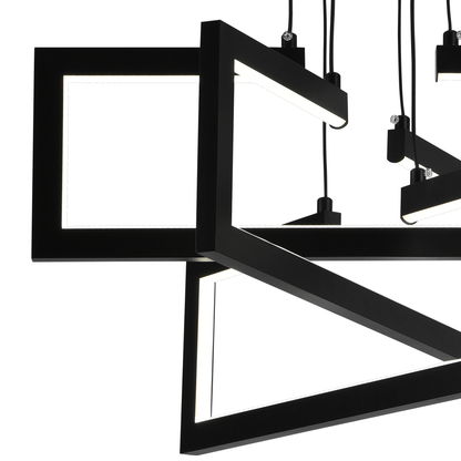 Lustra LED cu telecomanda ,Suspendata 73W, 3 Elemente, lumina Rece/Calda/Neutra, Dimabila, Inaltime Reglabila, Negru