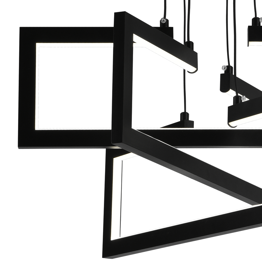 Lustra LED cu telecomanda ,Suspendata 73W, 3 Elemente, lumina Rece/Calda/Neutra, Dimabila, Inaltime Reglabila, Negru