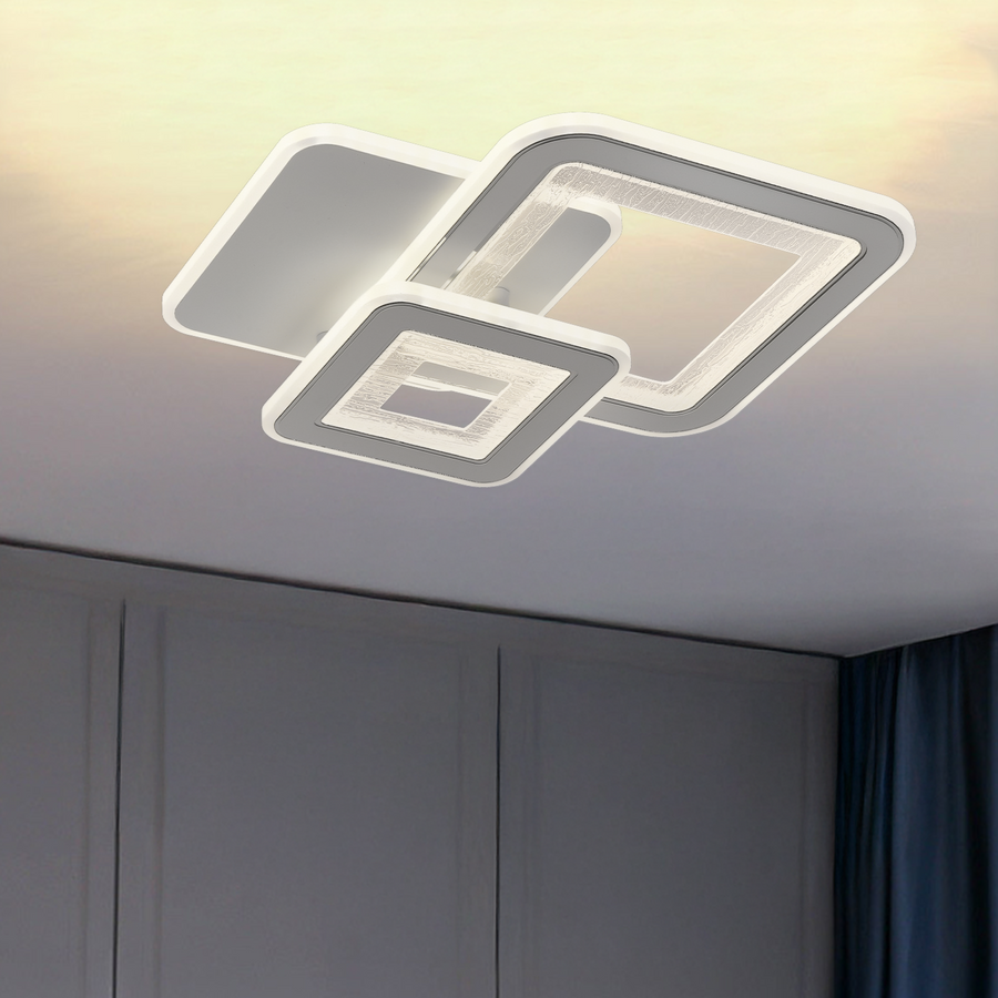 LED LED négyzet 34W, 3 négyzet, hideg/forró/semleges fény, fehér