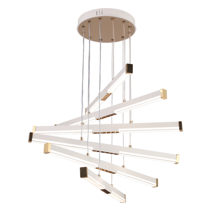 Függesztett akril LED csillár LT183/5WH, 69W, fény 3000/4000/6000K, fehér, állítható magasságú