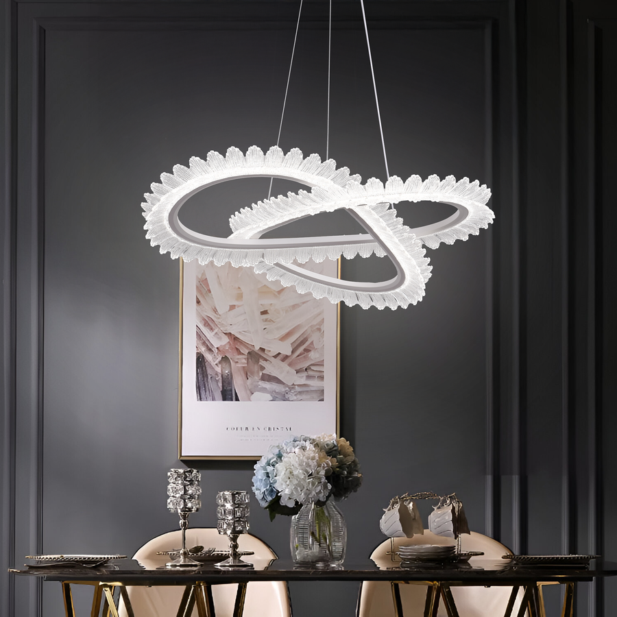 LULUS LED PRISM LUMINIS, CRYSTAL ÉS MÉG, 210W, 4 CIRCLES, DIMILE, állítható magasság, hideg/forró/semleges fény, fényűző világítás