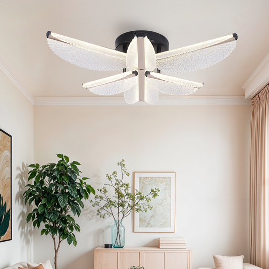 LED -csillár Tullio 35W távirányítóval, 6 szirm, hideg/forró/semleges fény, instabil, fekete