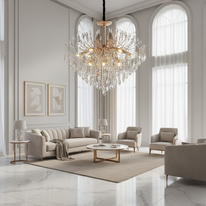 Kristály csillár CC9313/12FGD, 12x E14, átmérő 50cm, arany