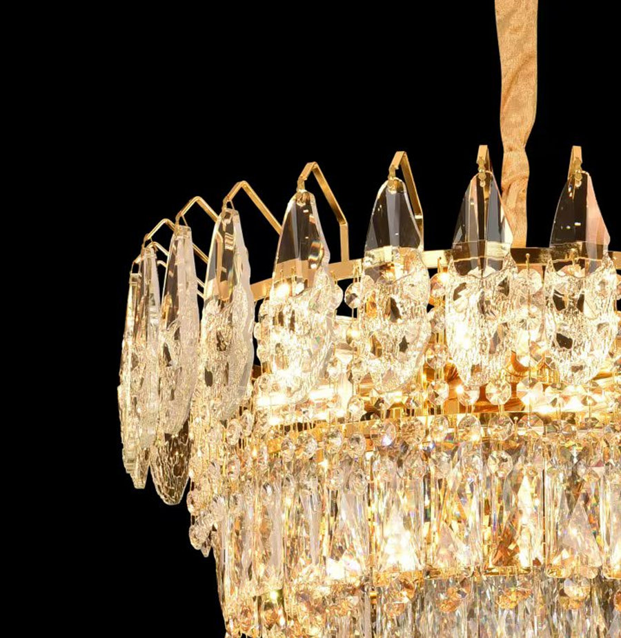 Csillár kristály windsor Eleganza 8x E14, 49 cm átmérőjű, fényes arany, állítható magasság