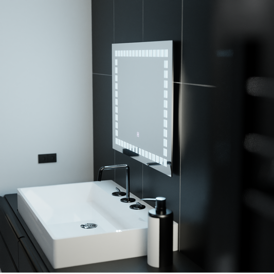 Tükör LED téglalap alakú 80x60cm rács könnyű alapvető érintés