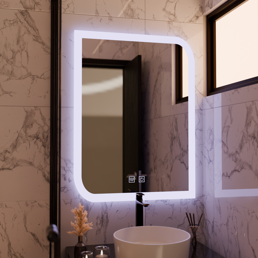 Négyszögletű LED tükör, 60x80cm, E69S/60X80, érintés, páramentesítő rendszer