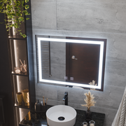 Téglalap alakú LED -tükör, 80x60 cm, élvilágító érintés, szétszerelő rendszer, dimálható