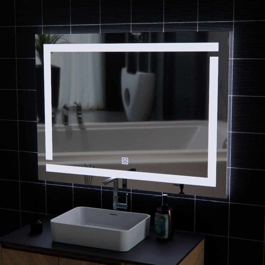 Giga LED tükör, 80x60cm, Ezüst, Touch, 6000K fény