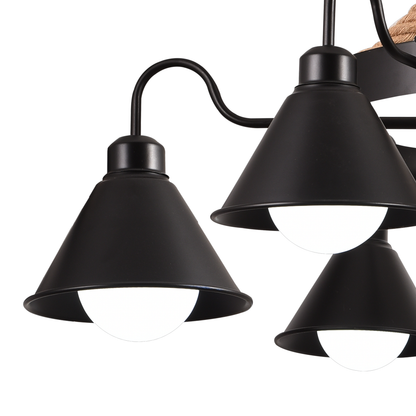 Vintage csillár Pedro kötéllel, 4 x E27 zárt fa