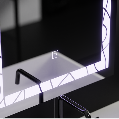 Téglalap alakú LED -tükör, 60x80 cm, deco keret alapvető érintés