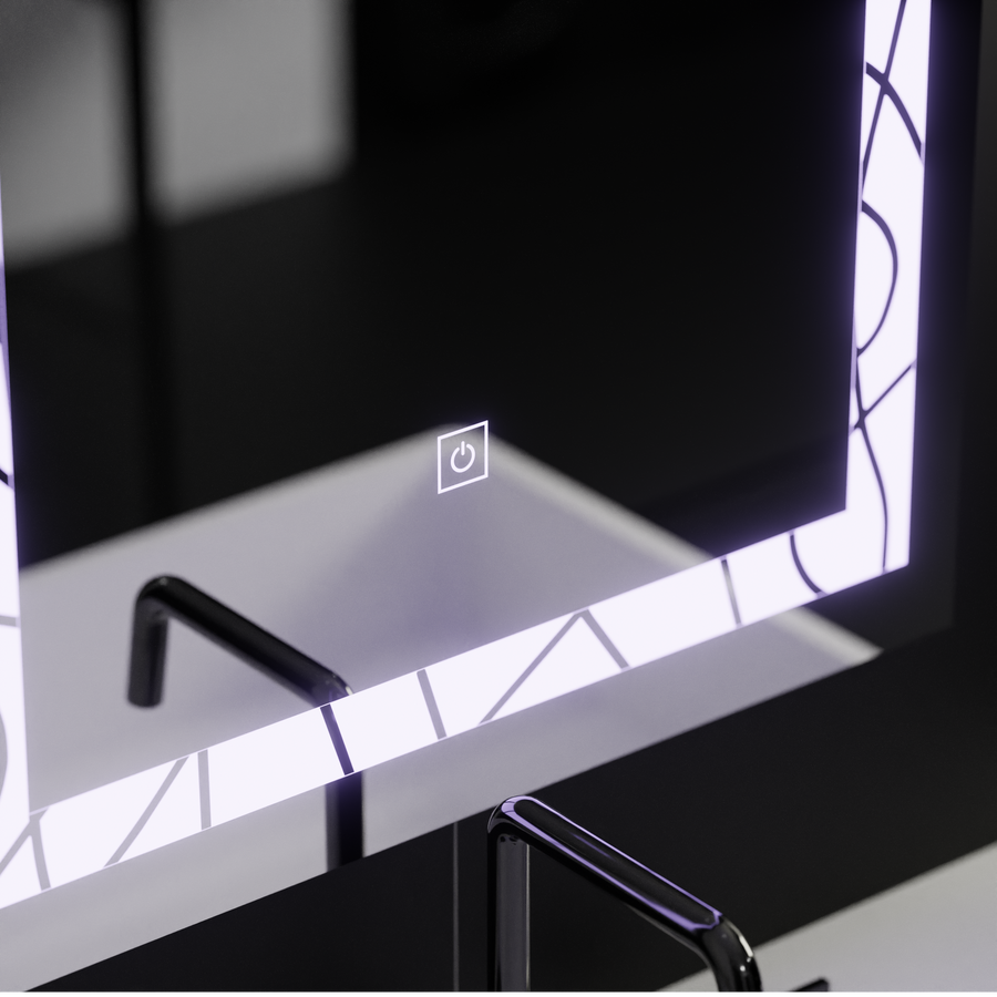 Téglalap alakú LED -tükör, 60x80 cm, deco keret alapvető érintés