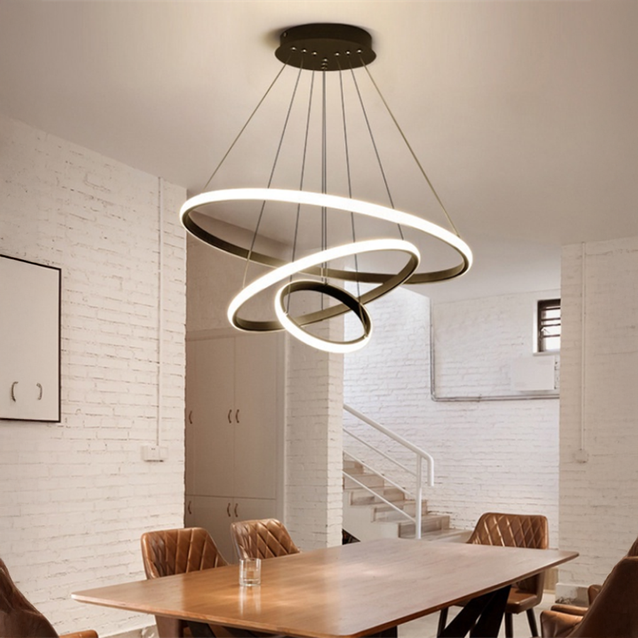Ricci 45W felfüggesztett LED, 3 kör, hideg/forró/semleges fény, fekete, állítható magasság