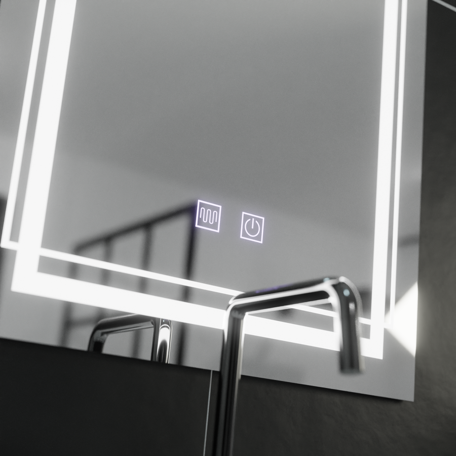 Téglalap alakú LED -tükör, 50x70 cm, Koven Touch, Despantile rendszer, Dimable