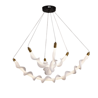 Függesztett akril LED csillár LT760/3GD, 28W, meleg/semleges/hideg fény 3000/4000/6000K, fehér, állítható magasságú, fém és akril