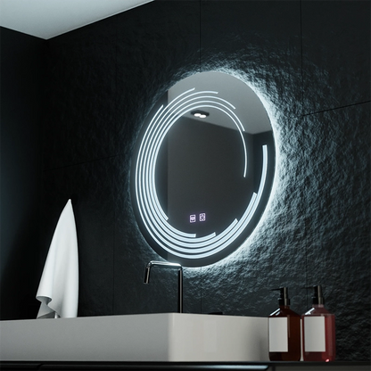 Kerek LED-es tükör, 70cm, Lira Touch, Páramentesítő rendszer, Tompítható
