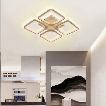 LED -csillár Zoe 52W távirányítóval, 4 négyzet, hideg/forró/semleges fény, átkozott, fehér