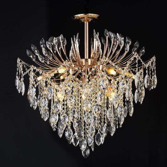 Crystal Chandelier fiamma, 6x E14, 45 cm átmérőjű, arany